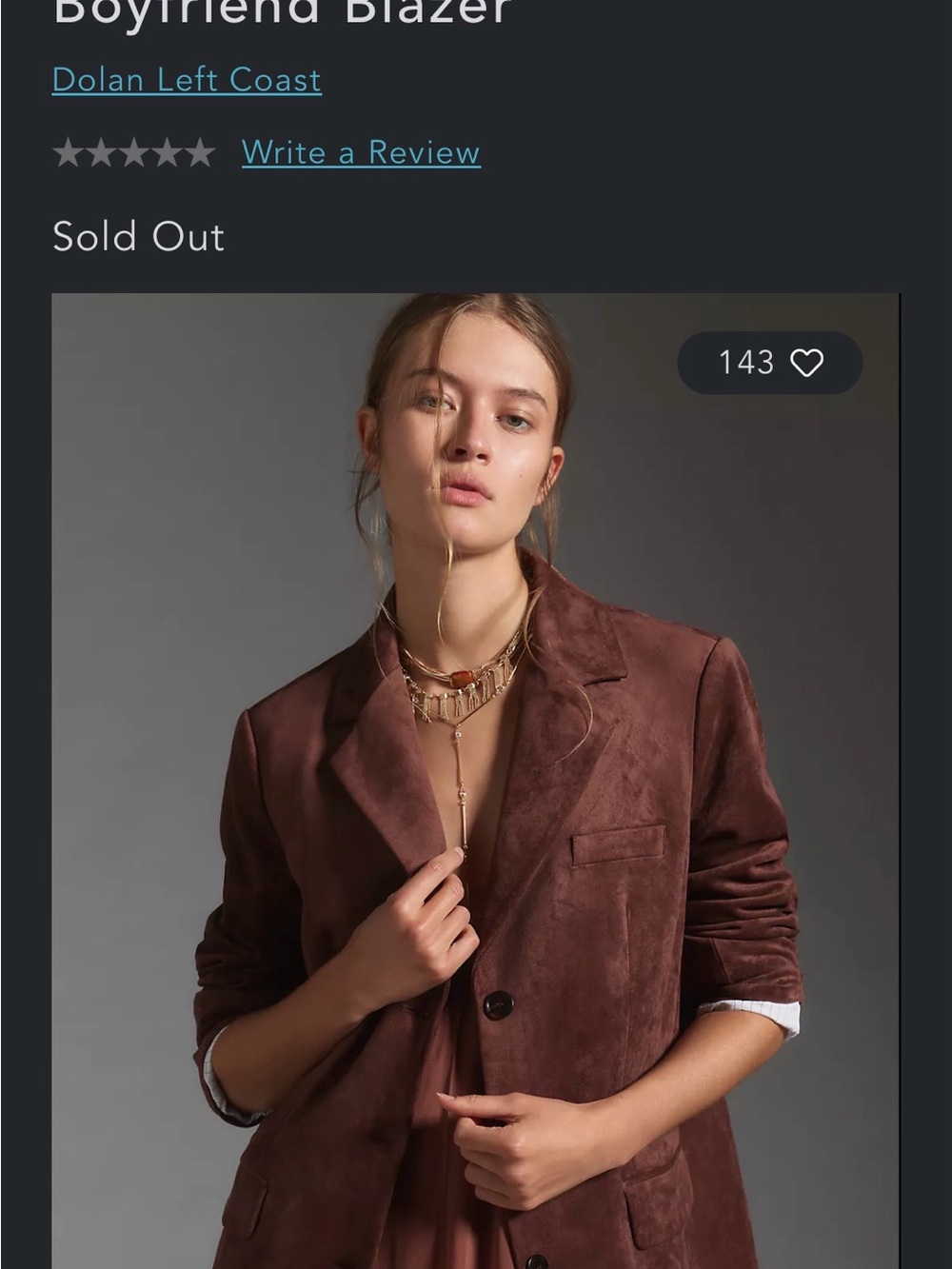 dolan Brown Suede-Look Boyfriend Blazer